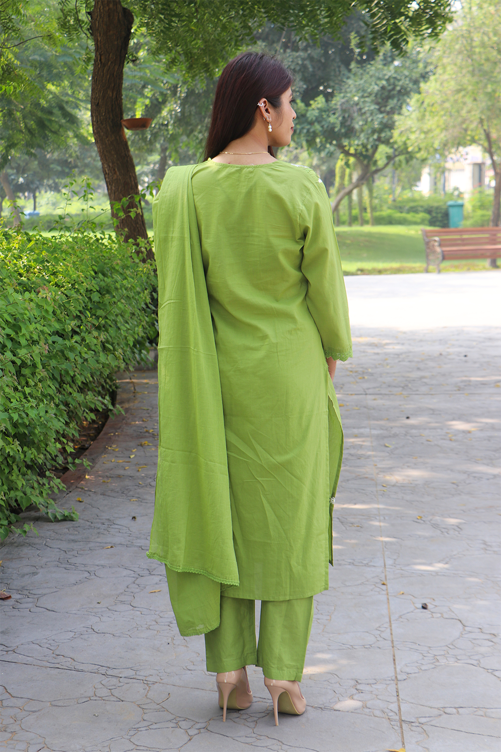 Green Mist Kurta-Pant Set with Dupatta