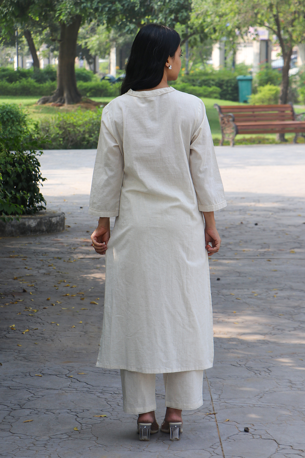 Moon Flower Cotton Kurta-Pant Set with Dupatta