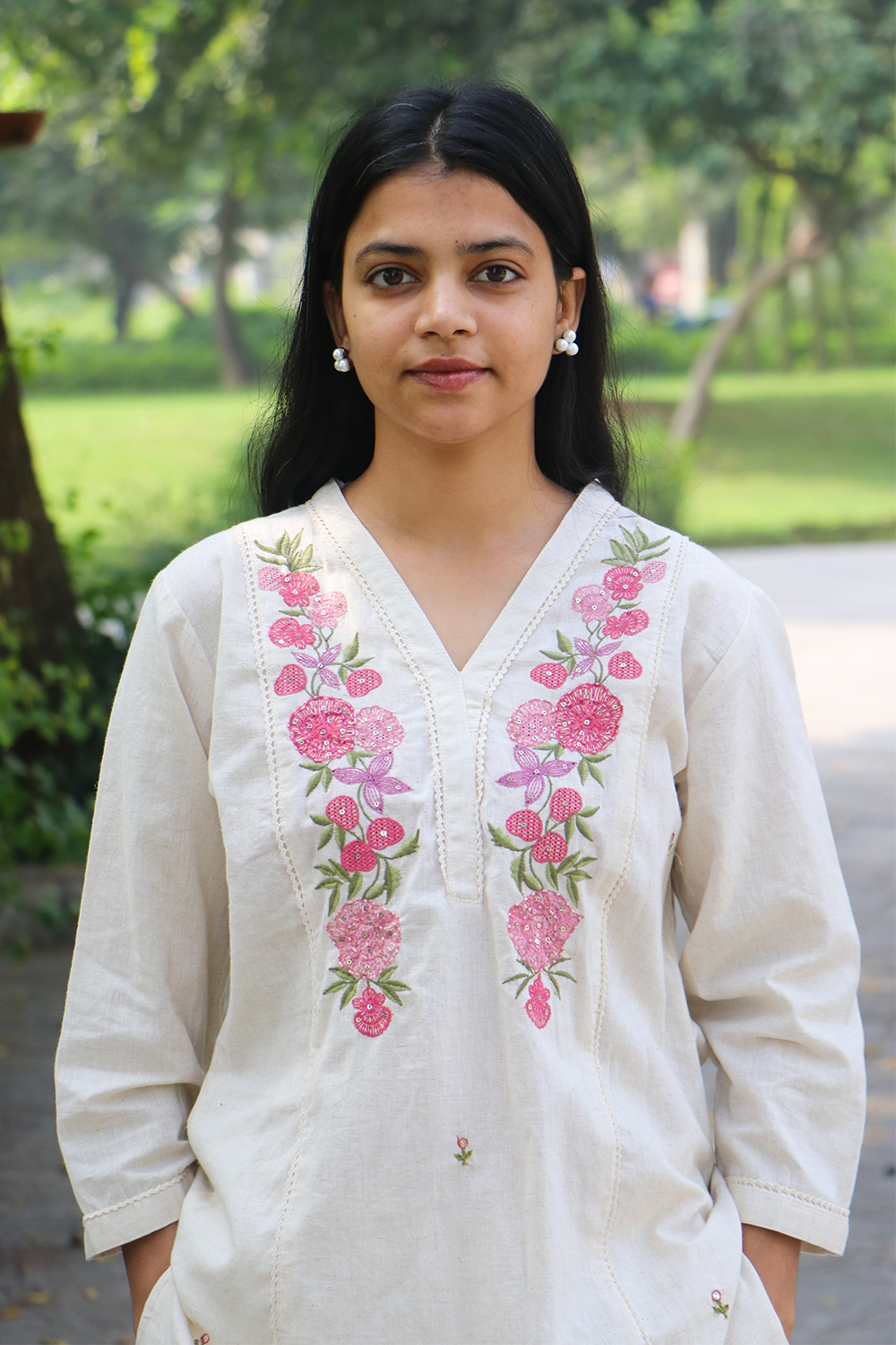 Moon Flower Cotton Kurta-Pant Set with Dupatta