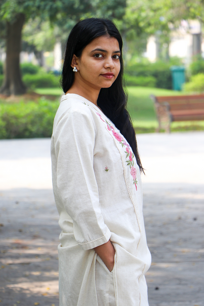 Moon Flower Cotton Kurta-Pant Set with Dupatta