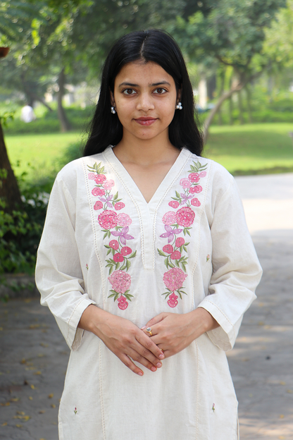 Moon Flower Cotton Kurta-Pant Set with Dupatta