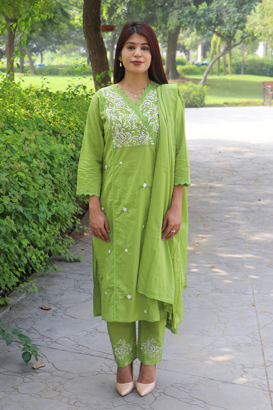 Green Mist Kurta-Pant Set with Dupatta