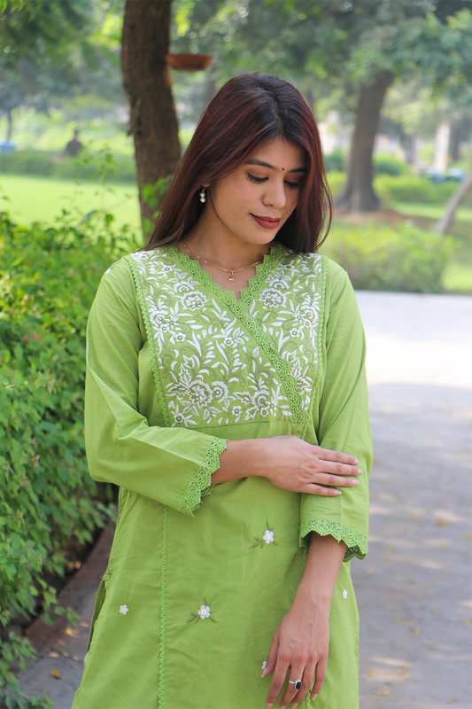 Green Mist Kurta-Pant Set with Dupatta