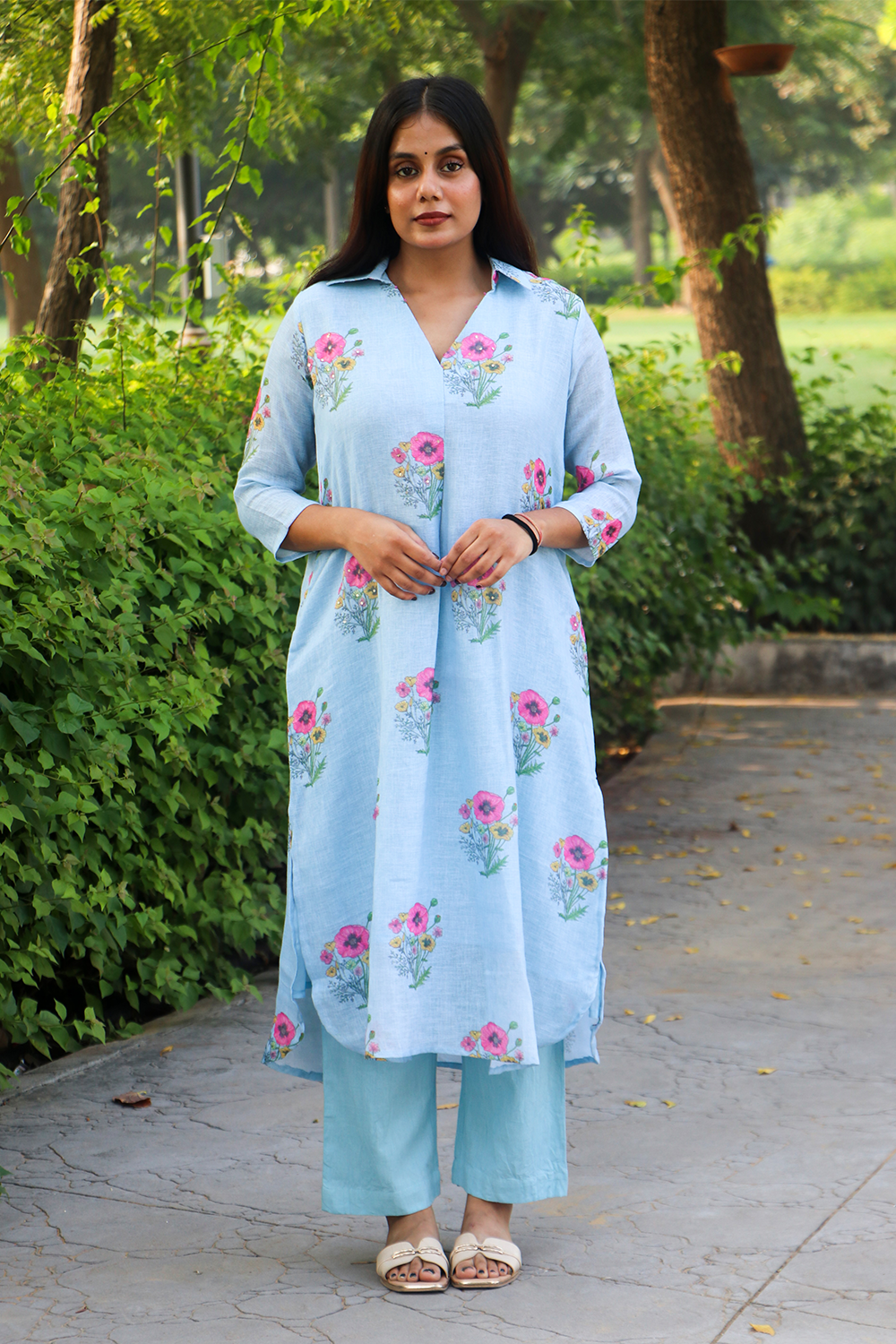 Blue Valley Linen-Cotton Co-ord Set