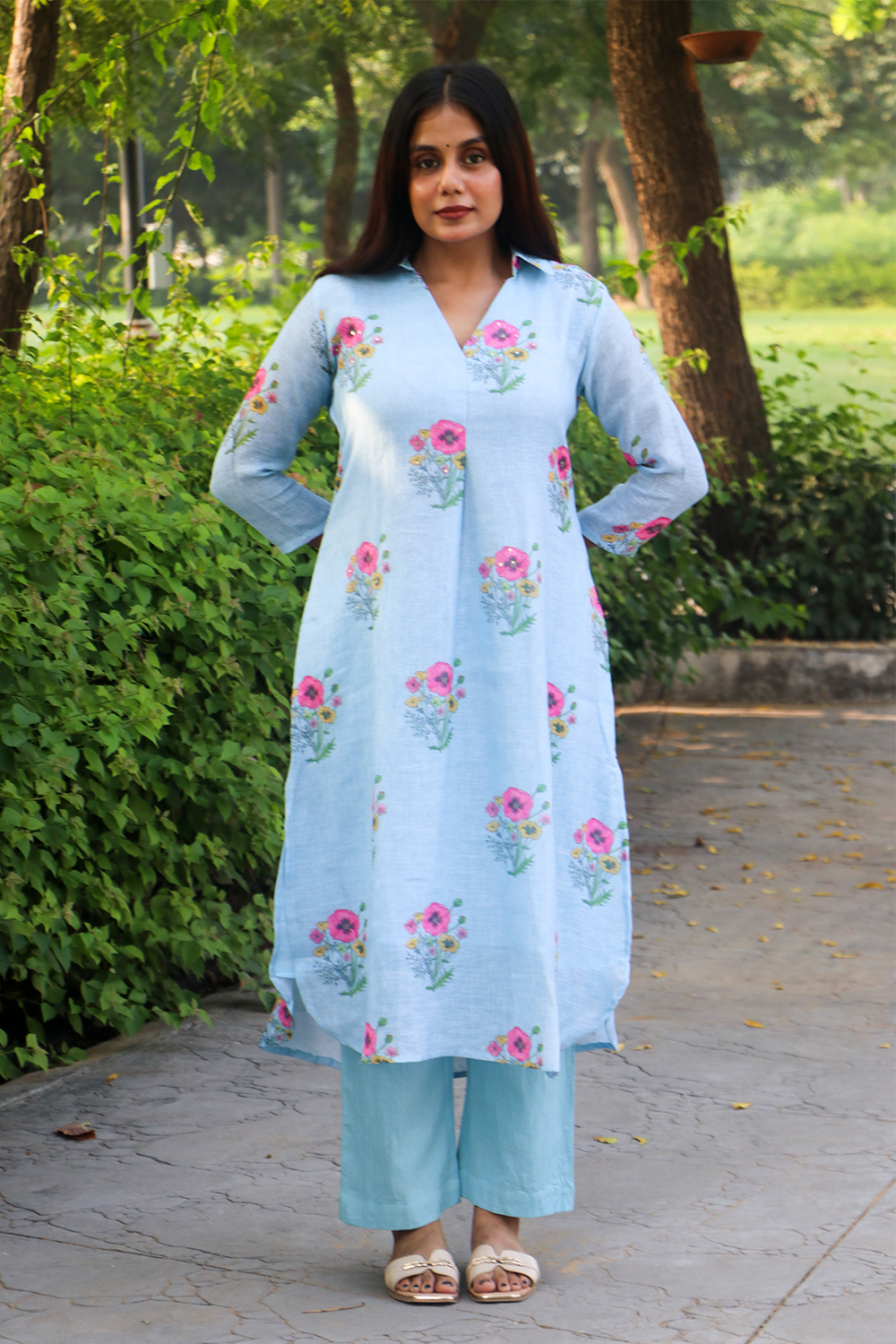 Blue Valley Linen-Cotton Co-ord Set