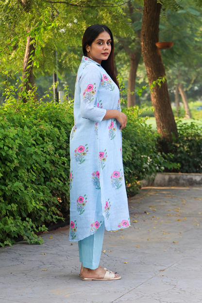 Blue Valley Linen-Cotton Co-ord Set