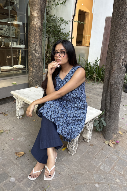 Indigo Blue Cotton Kurta Set for Women